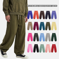 Pantalon de jogging ample vintage uni unisexe 365g en molleton lavé avec cordon élastique, décontracté, personnalisable en gros