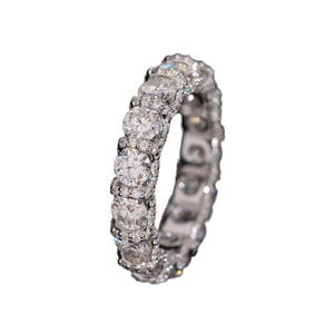 Anillos de compromiso de moissanita Zuanfa Fashion, anillo de eternidad con corte redondo y engaste de puntas, plata de ley 925, certificado GRA, anillo con incrustaciones. - Product Image 1