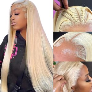 Capelli biondi 13x6 capelli lisci capelli lisci capelli lisci capelli umani Pre pizzicati parrucca bionda doppia disegnata capelli umani - Product Image 3