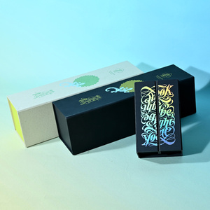 Customizable Cardboard Rigid <b>Box</b> with Magnetic Closure Embossing Recyclable Glossy Finish <b>Black</b>/White Colors - Product Image 4