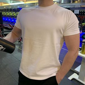 גברים כותנה שריר רגיל ספורט כושר ריצה מהירה יבש חולצת כושר גבוהה עיצוב ריק