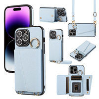 Pour Apple 14 Pro Max Style japonais poche à monnaie bandoulière étui en cuir pour IPhones 15 Plus Phon couverture SE carte portefeuille étui de téléphone