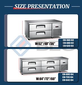 Cuoco all'ingrosso Base di 36 "2 Cassetto Chef Base <span class=keywords><strong>Sottopiano</strong></span> <span class=keywords><strong>Frigorifero</strong></span> Commerciale - Product Image 5