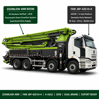 Pompe à béton Zoomlion 49m d'occasion avec télécommande FAW J6P 2018, pompes à béton FAW Zoomlion 49m d'occasion avec télécommande, exportation Chine
