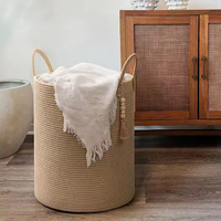 Fait à la main ferme durable avec poignée pour salon salle de bain panier à linge en osier coton tissé panier