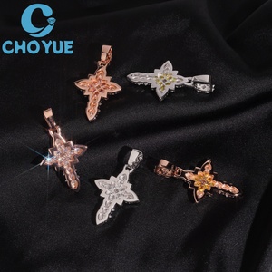 Iced Out Fully Moissanite Cross <b>Pendant</b> <b>Solid</b> 925 Sterling Silver <b>Gold</b> Plated Fancy Cut Moissanite Charms Hip Hop Jewelry - Product Image 6