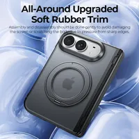 Coque pour iPhone Duo 18, transparente givrée, respectueuse de la peau, avec support rotatif à charnière et film trempé, accessoires de protection antichoc