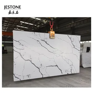 Lajes Pedra De Mármore Artificial Calaccata Quartz Stone Kitchen Custom CE Modern Kitchen Decor White Gold Kitchen Countertops Índia