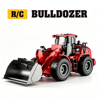 Jouet Bulldozer Télécommandé R/C, Voiture Chargeuse d'Ingénierie RC 7 Canaux, Véhicule de Construction Simulé avec Musique pour Enfants