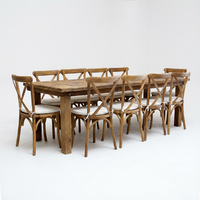 Mesa Plegable de Madera de Pino Sólido para Banquetes de Boda y Eventos - Mesa de Comedor Rústica Estilo Granja para Locales de Fiestas