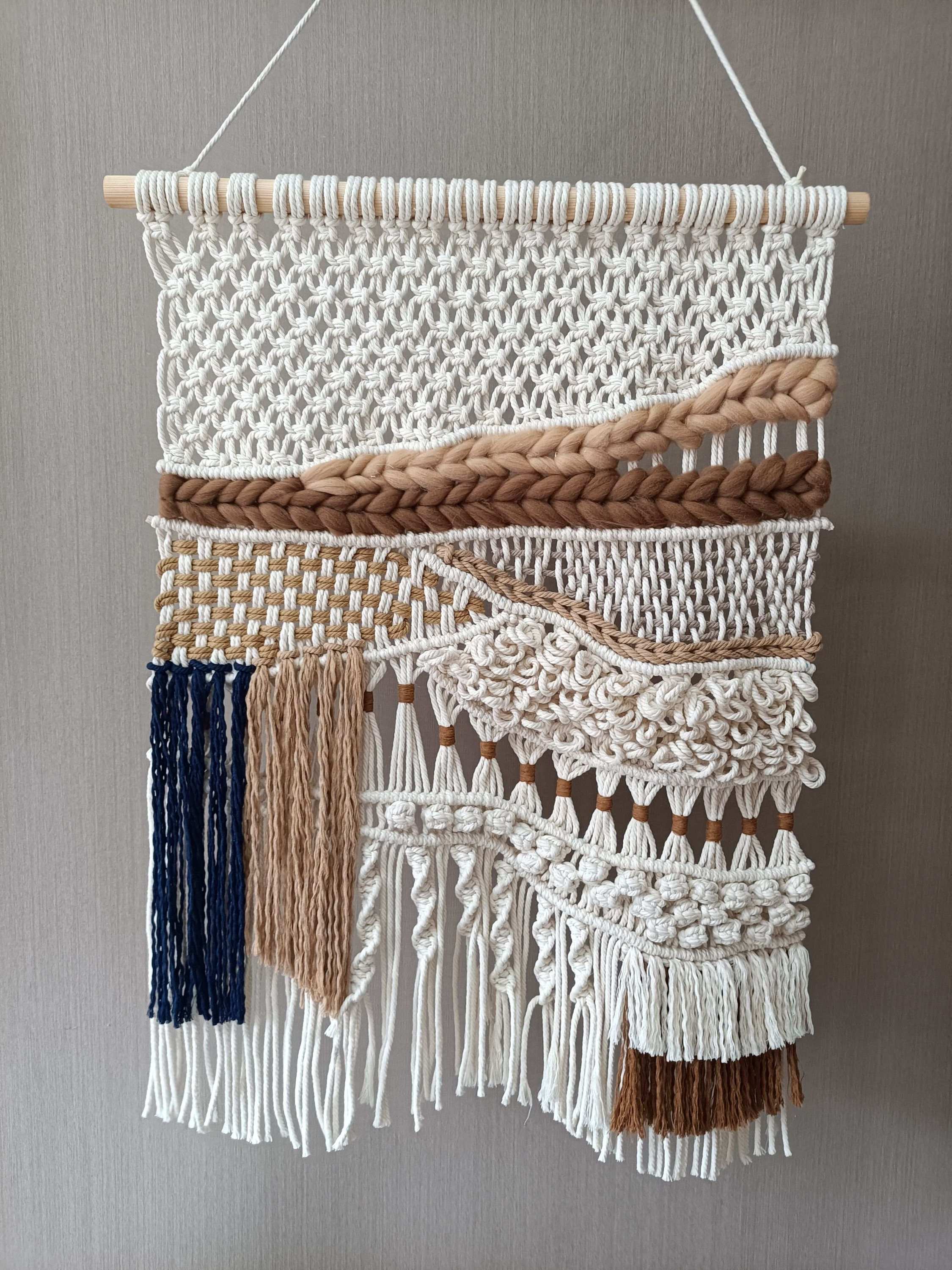 Gisenu Bohemian Cotton Rope Macrame Wall Art – Irregular Handwoven Tapestry