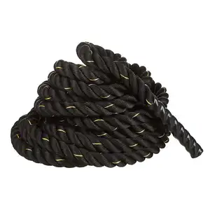 Corde de combat d'entraînement de corde de combat de fitness en nylon noir de haute qualité