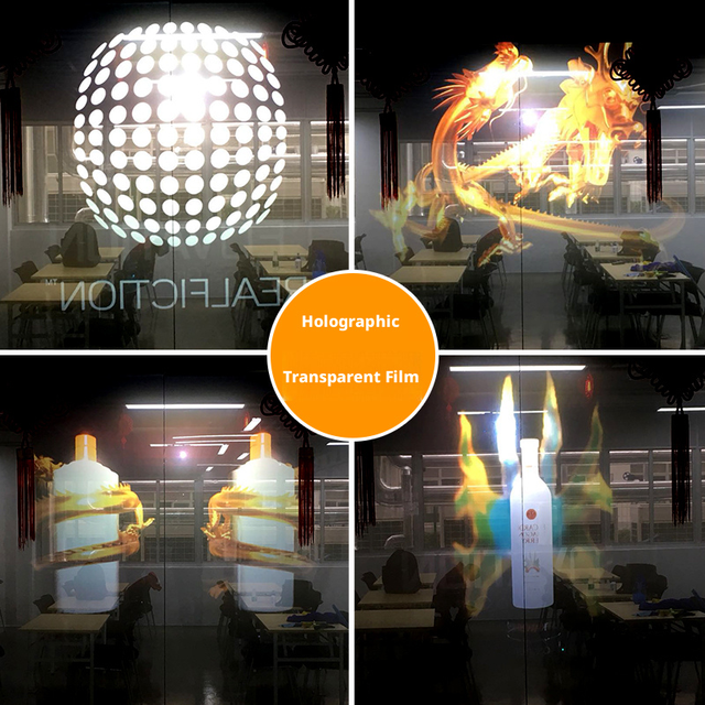 3D Holographic Rear Projection Film for Window Glass Display transparent film 1.52 * 30 meters