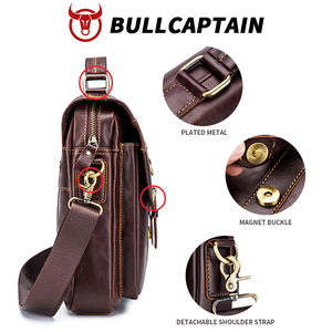 Sac à bandoulière pour homme BULLCAPTAIN, grand sac en cuir véritable, de haute qualité, pour voyager, sac messager, sac fourre-tout - Product Image 4