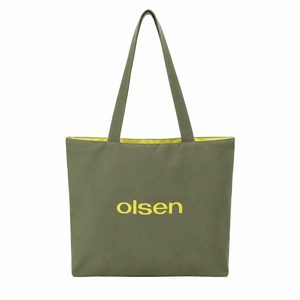 Olsen <b>Canvas</b> <b>Tote</b> Bag Large White Pink Letter Print Shoulder Handle Daily Shopping Bag - Product Image 2