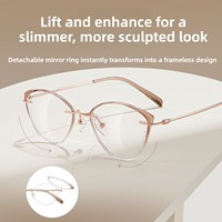 Monture de lunettes K1008IP en titane œil-de-chat avec verres amovibles, transformable rapidement en monture sans monture en titane à mémoire de forme