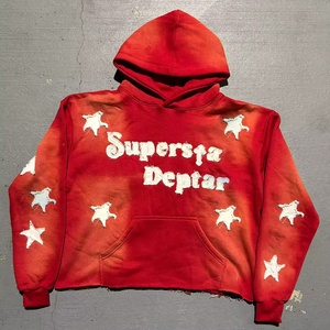 Sudadera con capucha OEM personalizada para hombre, estilo streetwear, con bajo deshilachado, de felpa francesa funcional, con efecto desgastado, bordada, lavado vintage, para invierno, digital - Product Image 6