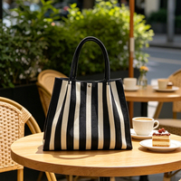 Sac en tricot multi-usages en polyester, sac fourre-tout en tricot avec bouton pression pour le shopping, la plage, le marché, les voyages, les sorties quotidiennes, sac à main décontracté