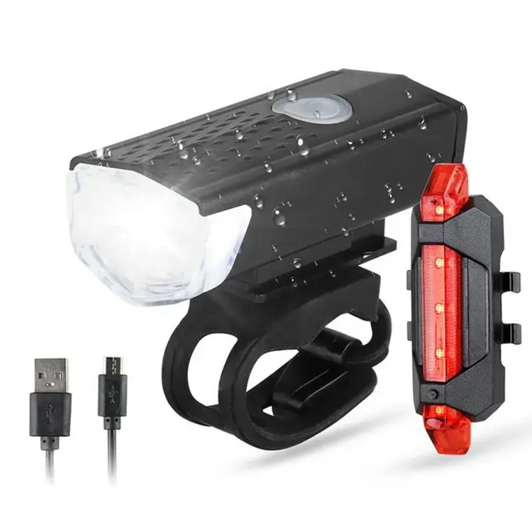 Bike Bicycle Light LED USB Rechargeable Set Mountain Cycle Front Back Headlight Lamp Flashlight