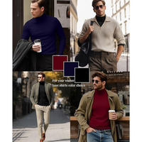 Lot de 3 chemises de base à manches longues, col montant, coupe ajustée pour homme |   Pull thermique extensible pour homme pour superposition hivernale
