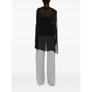 Top de verano personalizado de gama alta para mujer, gasa <span class=keywords><strong>negra</strong></span> de alta calidad, <span class=keywords><strong>sin</strong></span> mangas, <span class=keywords><strong>cuello</strong></span> cuadrado, correas finas, cremallera trasera oculta, drapeado - Product Image 4