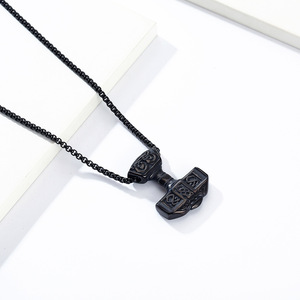 Collier marteau de Thor en argent tibétain, pendentif unisexe, cadeau, bijoux à la mode - Product Image 4