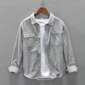 Abbigliamento <span class=keywords><strong>Casual</strong></span> Top da <span class=keywords><strong>uomo</strong></span> alla moda con colletto rialzato in velluto a maniche lunghe primavera autunno tinta unita - Product Image 1