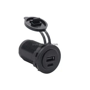 USB C Car Phone Charger 12V 24V Car Motorcycle Accessories QC3.0 PD45W Fast Charger with Waterproof and Dustproof Cover