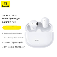 אוזניות אלחוטיות Baseus E10 פרימיום משומשות, אוזניות סטריאו BT עם ביטול רעשים לספורט ושיחות