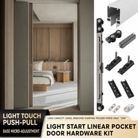 Kit de quincaillerie pour porte coulissante linéaire, rail dissimulé de 15,5 mm, rail coulissant à pousser/tirer de 100 kg pour porte en bois