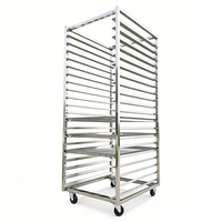 Chariot de boulangerie multi-niveaux en acier inoxydable 304, pliable, avec étagère à pain en treillis métallique, pour refroidissement et four rotatif