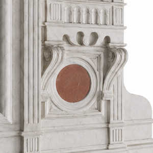 Chimenea Tradicional de Mármol con Tallado Ornamental, de Piedra Blanca, para Interiores, con Leña, para Comedor - Product Image 2