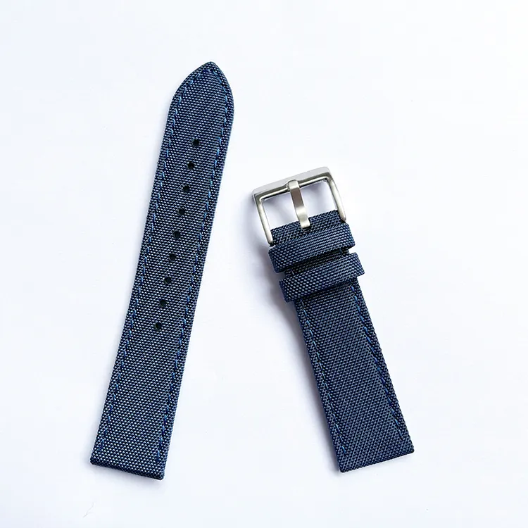 18 20 22 24 mm blue stiff oxford fabric cloth leather smart watch strap parts watch band accessories