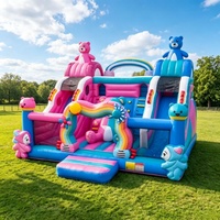 Structure gonflable portable en PVC avec blocs de construction, château de saut et toboggan, avec souffleur
