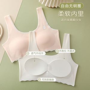Nouveau nylon sans couture période de développement fille soutien-gorge collégiens couleur unie beauté dos confortable avec amovible - Product Image 3
