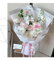 Papier d'emballage floral argenté scintillant, esthétique haut de gamme, matériau d'emballage pour bouquets, pour la création de compositions florales faites main