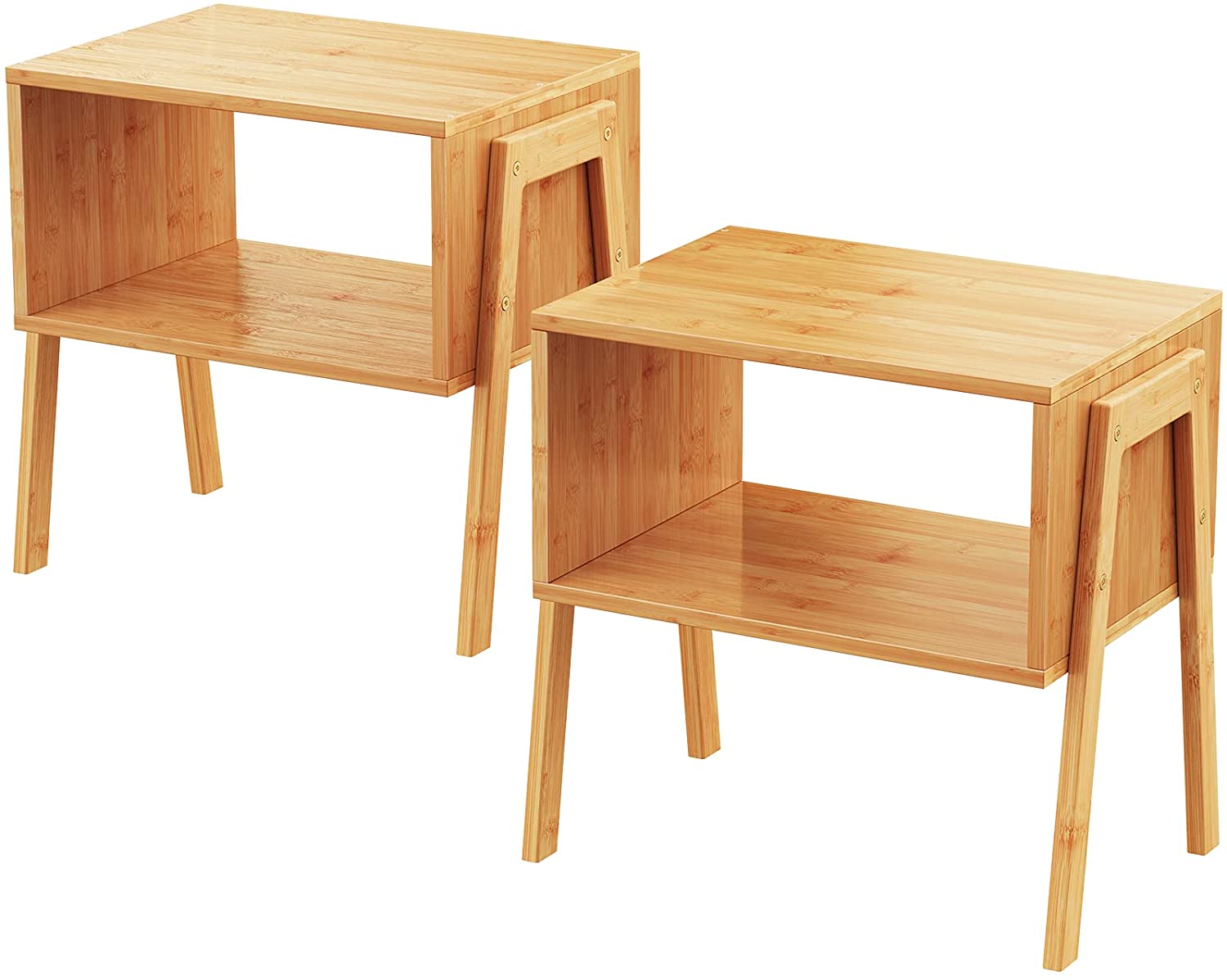 Comodino Impilabile Per Camera Da Letto40x28,6x62,6cm Comodino Doppio impilato di bambù Comodino in Legno massello Organizzatore da Letto Comodini da Salotto Comodino In Bambù Comodino 2 Pezzi