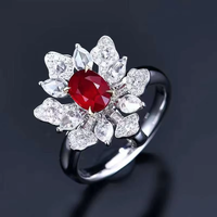 SGARIT Bijoux fins, rubis naturel du Mozambique de 1,02 ct, couleur sang de pigeon, bague-pendentif à double usage, or 18 carats, bijoux en pierres précieuses pour femmes