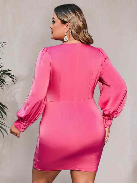 black long sleeve bodycon dress midi TA3 Notchy Long Sleeve Midi Dress - Contour Black/Oat - L main image 0