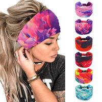 Bandeau de sport personnalisé avec logo imprimé léopard, large, absorbant la transpiration, élastique, pour femmes, entraînement, yoga, vente en gros