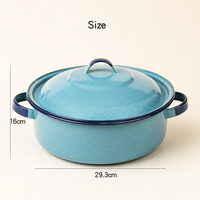 En gros, Plat de cuisson, bol, cocotte et pot à double anse en émail bleu moucheté de 5 Qt avec couvercle