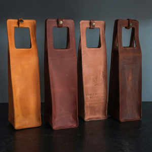 Porte-vin sophistiqué en cuir véritable, porte-vin de voyage de luxe pour une seule bouteille, sac de transport en cuir, vente en gros LEB-0072 - Product Image 1