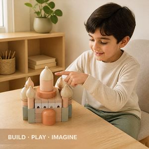<span class=keywords><strong>Château</strong></span> de jeu en bois nordique moderne, blocs de construction de mosquée, 40 pièces colorées, <span class=keywords><strong>jouet</strong></span> islamique éducatif à assembler soi-même pour l'apprentissage précoce, pour tous les âges - Product Image 3