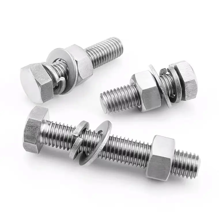 Hardware fasteners metal carbon stainless steel sets screw bolt hex head with hexagon nut spring flat washer