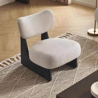 Fauteuil de salon de style nordique moderne en laine d'agneau et éponge, fauteuil individuel en bois massif pour salon
