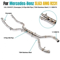 Système d'échappement intermédiaire de type H OEM pour Mercedes-Benz SL63 AMG R231 5.5L V8 M157 en acier inoxydable 304, avec collecteur d'échappement direct isolé