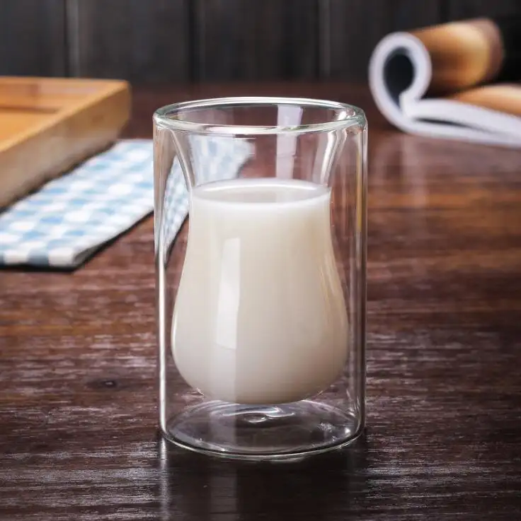 심플 2 중 유리 투명 물방울 컵 내열 붕규산 유리 생물 컵 제조 업체 도매
