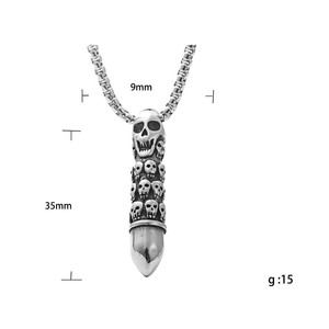 Yunnique – collier avec pendentif en forme de crâne pour hommes, en acier inoxydable, Design géométrique rétro, 190192 - Product Image 5