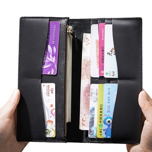 Low MOQ Custom Luxury <b>Card</b> <b>Holder</b> Cowhide Bifold Clutch Purse Genuine Leather Mens <b>Wallet</b> with Zipper - Product Image 1