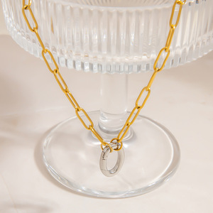 Collier en acier inoxydable, couleur or et argent, design géométrique, bijoux unisexe - Product Image 4